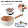 Non-Stick Saucepan with Lid Sauce Pan with Pour Spout & Wooden Handle Soup Pot Stick Proof 18cm for Induction Cooker Gas Stove