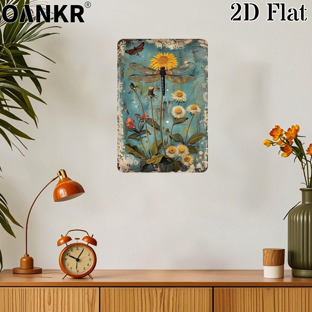 Vintage Metal Flower Wall Art Poster, 20x30cm Decorative Home Garden Sign