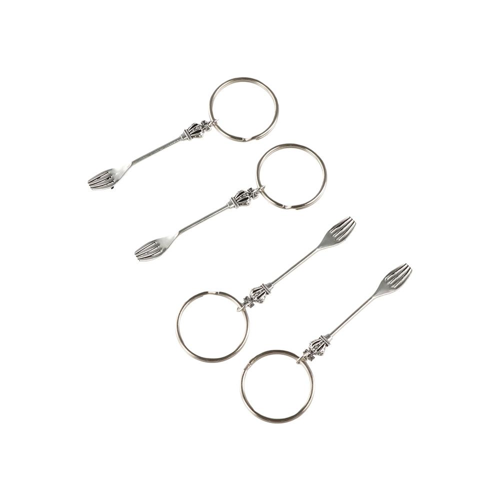 Silver Color Metal Fork Keychain Personality Metal Fork Keyring Metal Spoon Keychain  Jewelry Gift