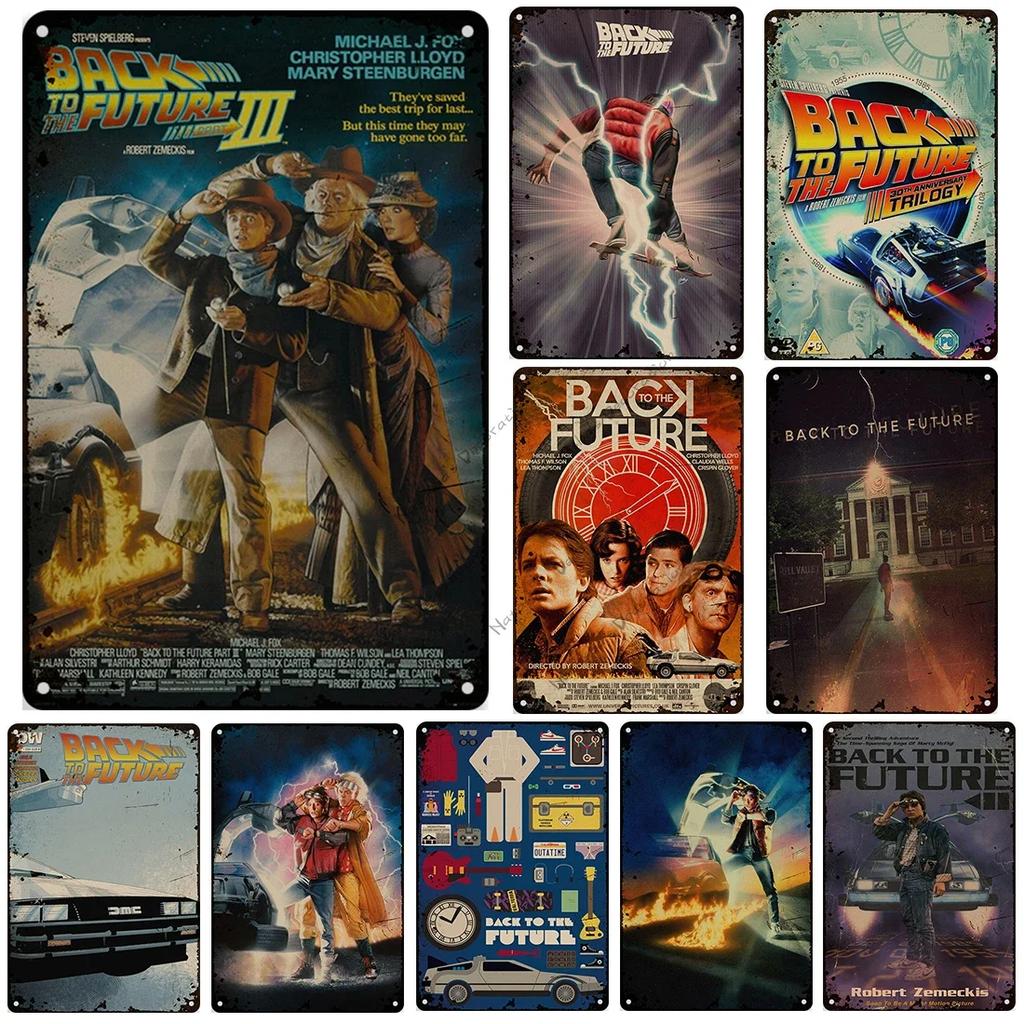 Filmaffisch Tillbaka till framtiden Metallskylt Sci-Fi Komedi Metallskylt Rostig Dekorativ Skylt Hembars Pub Café Industriell Dekor
