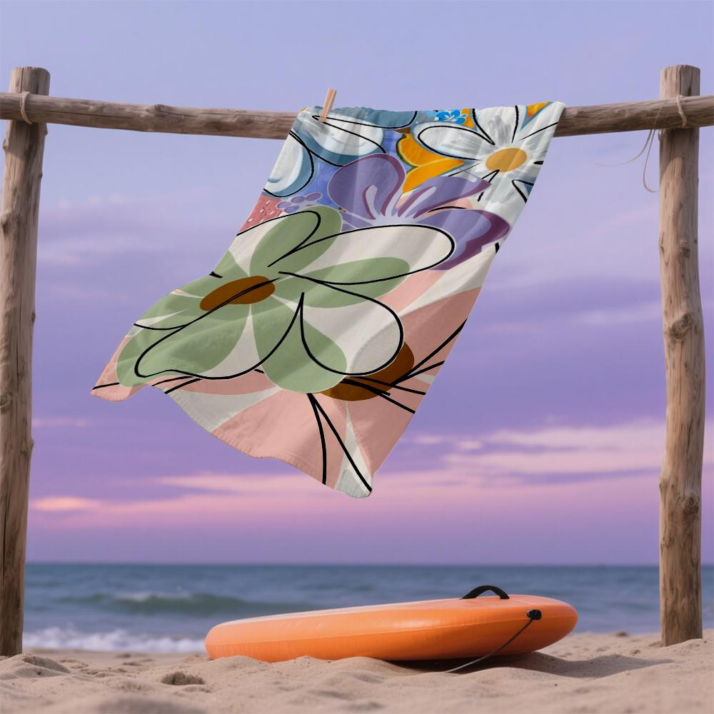 Pastel Blooms Compact Travel Beach Towel Super Absorbent Sand Resistant, Microfiber for Swimming Camping Yoga