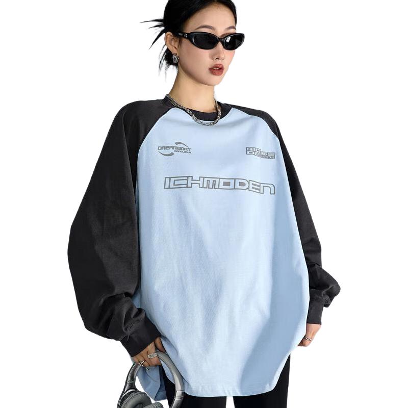 ICH MODE Women s Loose Fit Raglan Long Sleeve Top S