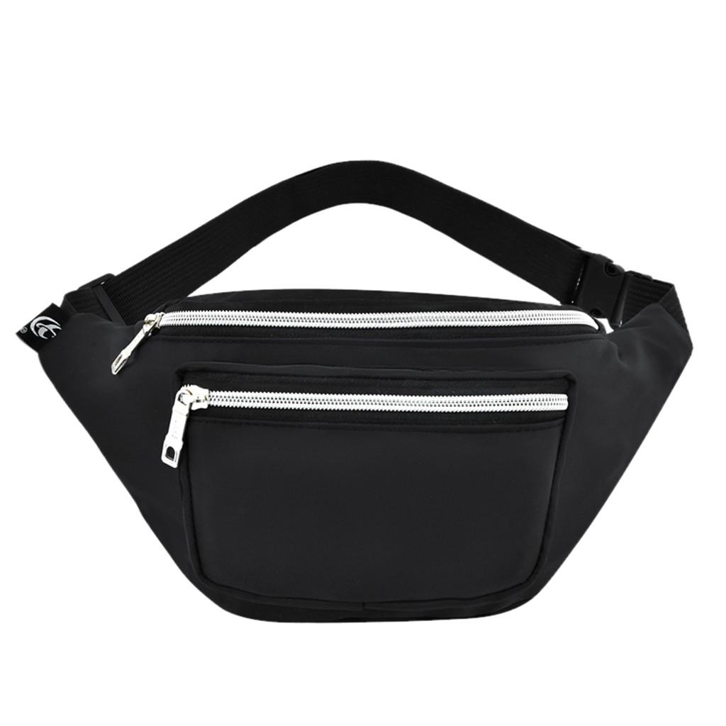 Buy Women's Solid Color Nylon Zipper Messenger Bag Chest Bag Waist Bag
