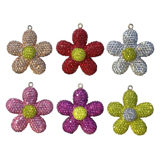 Keychain Pendant Small Flowers Shiny Rhinestone Sunflower Charm Key Chain Decorative Backpack Bag