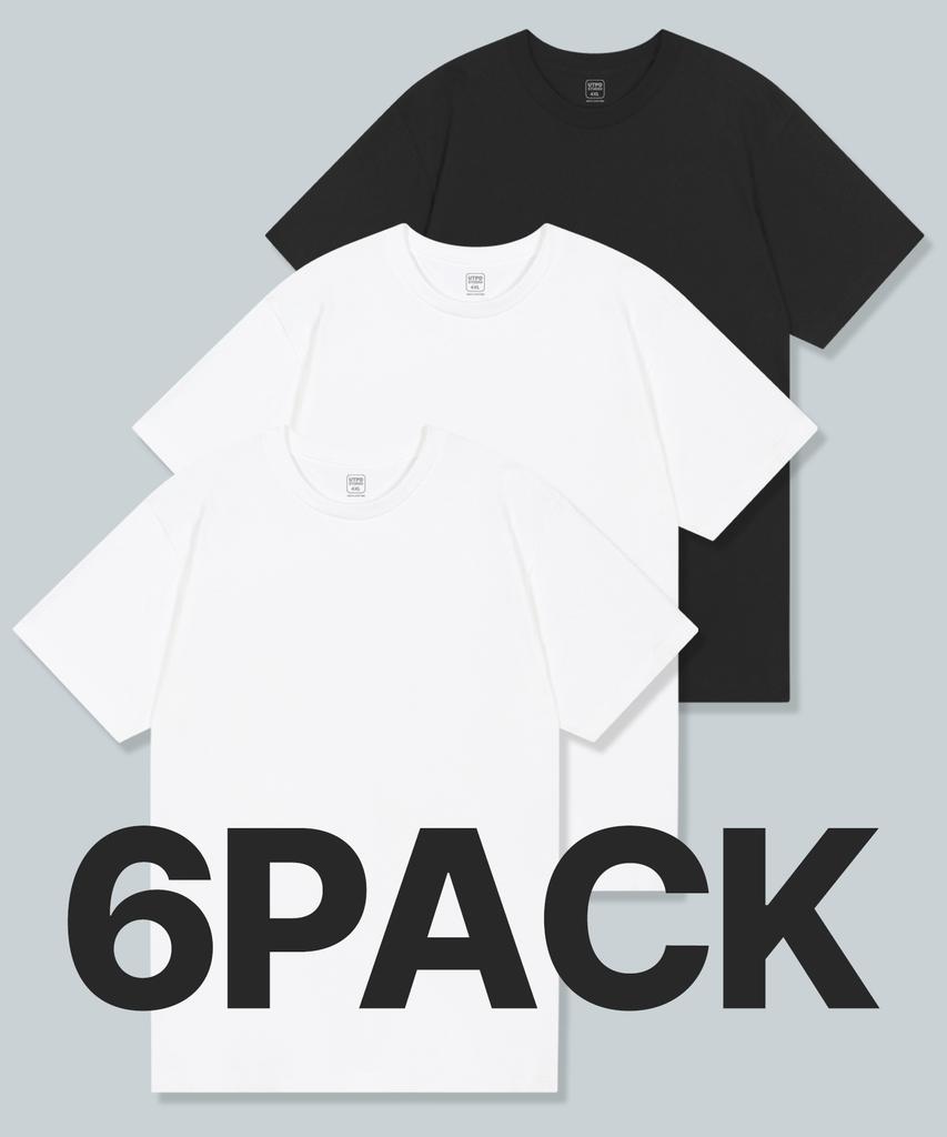 UNTAPPED STUDIO [6Pack] Pure Cotton 24-Count Long Layered Short Sleeve T-Shirt