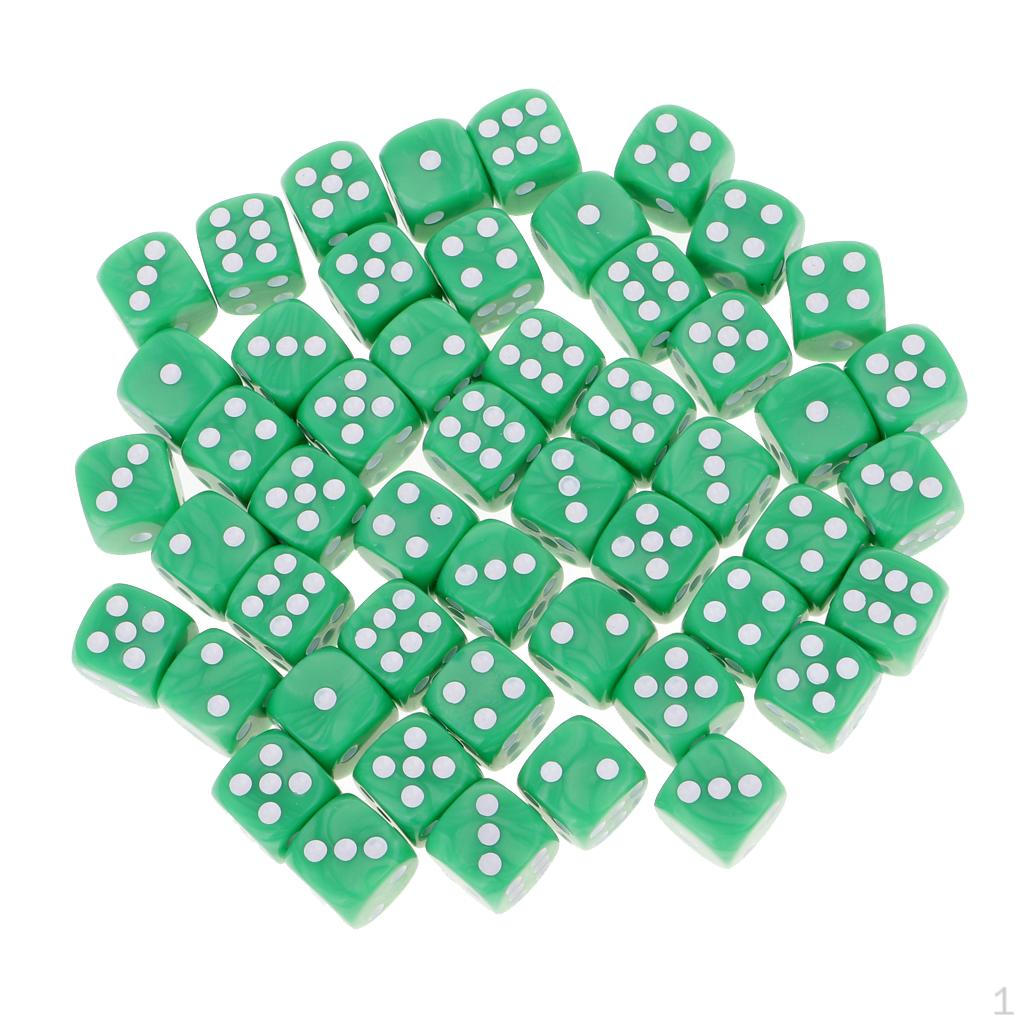 

50 Count D6 Polyhedral Dice for Gaming зелений