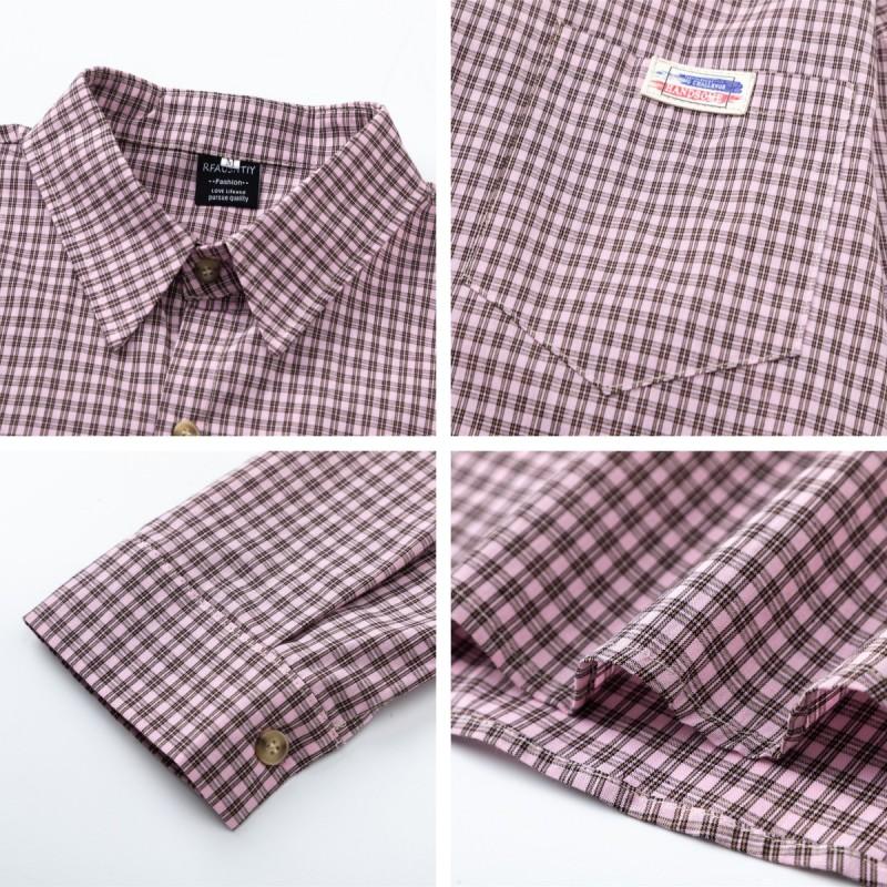 Japanese Style Vintage Plaid Long Sleeve Shirt Loose Fit Casual Blouse Men Women