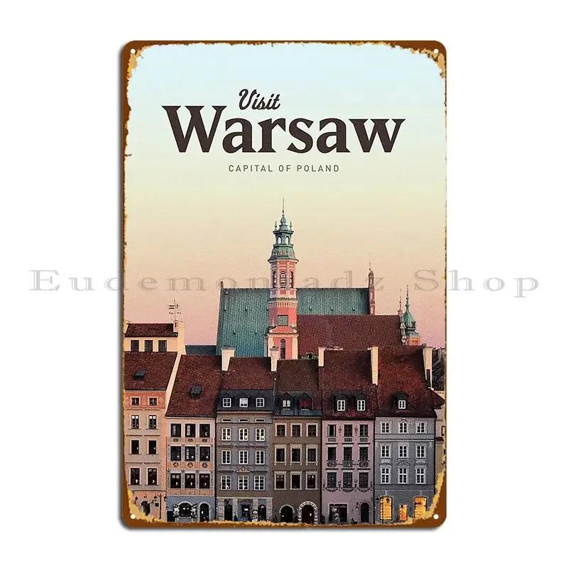 Visit Warsaw Metal Sign Club PaintingCustomized Wall Pub Pub Tin Sign Poster 20x30cm(7.8x11.8inch)