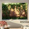 Bohemian Ivy Fence Tapestry, Green Vines On Wooden Fence Wall Art for Balcony and Backyard