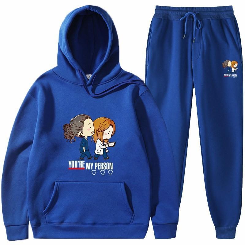 Men Women Hoodie Sweatpants Set Fleece Lined Tracksuit Casual Sportswear Winter