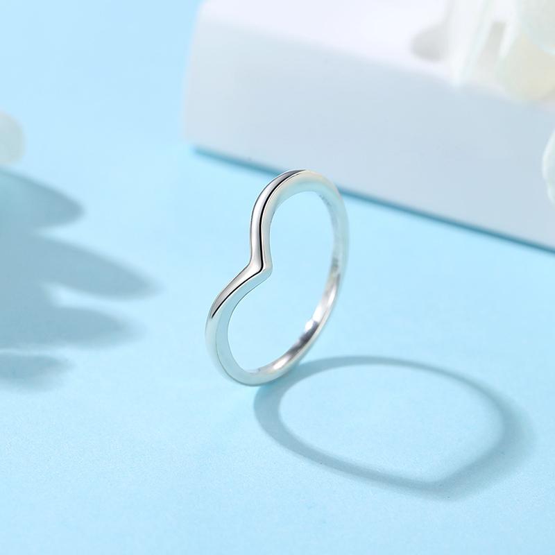 Original 925 Sterling Copper Ring Wishbone Love Heart Crystal Rose Gold Rings For Women Wedding Engagement Birthday Gift Zircon