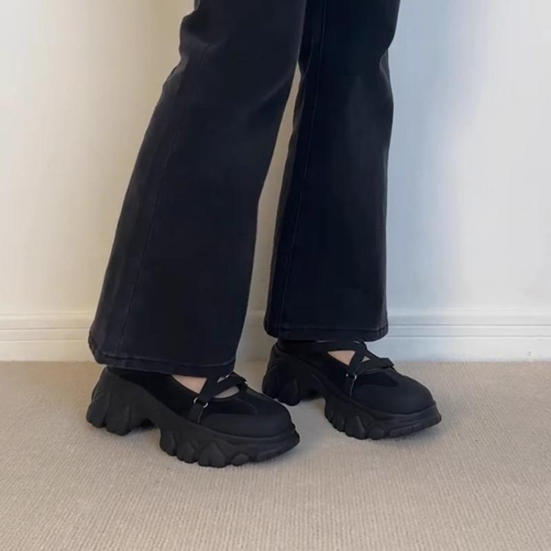 Retro Dicksohlige, Höhenvergrößernde, Rundzehen-Einzelschuhe, Vielseitige Weichlederschuhe