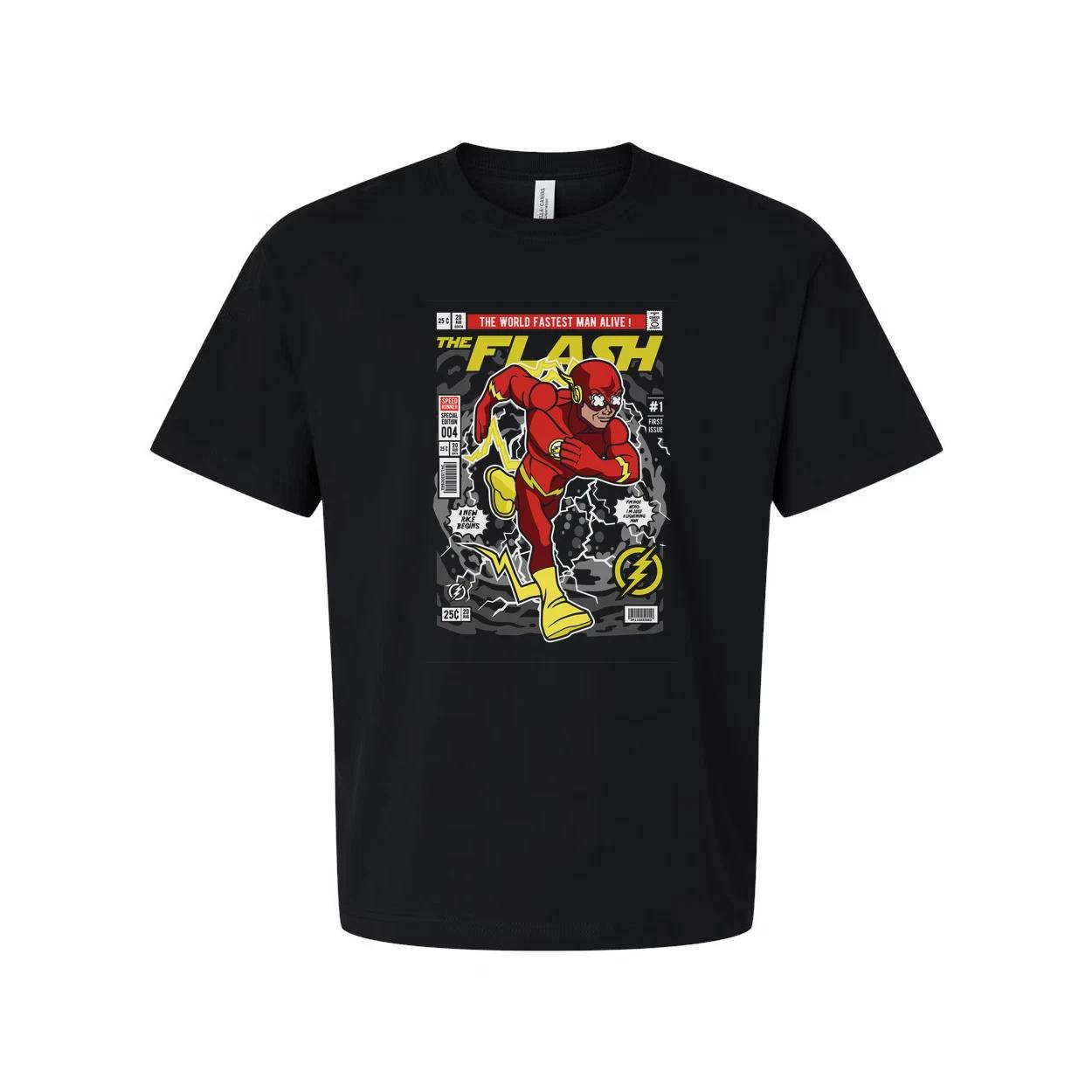 

The Flash Graphic Unisex T Shirt Featuring Retro Comic Cover Print Artwork For M L