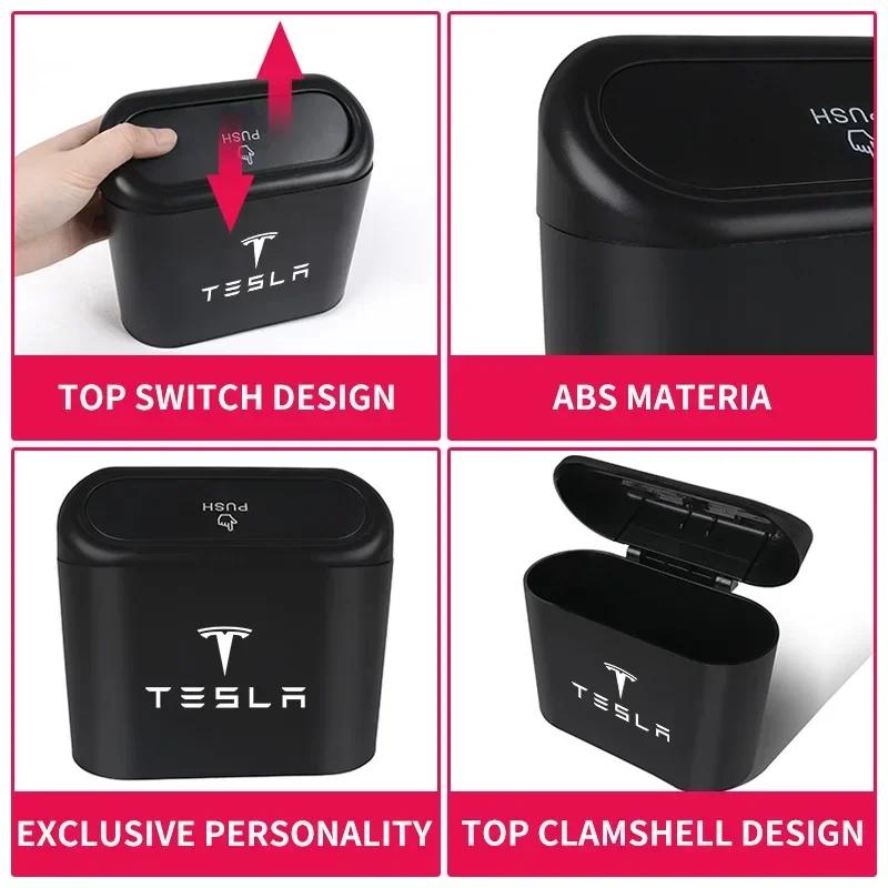 Car Sticker Tesla Car Trash Bin Hanging Vehicle Garbage Can Dust Case Storage Box For Tesla Model 3 Model S Model Y Roadster Spa