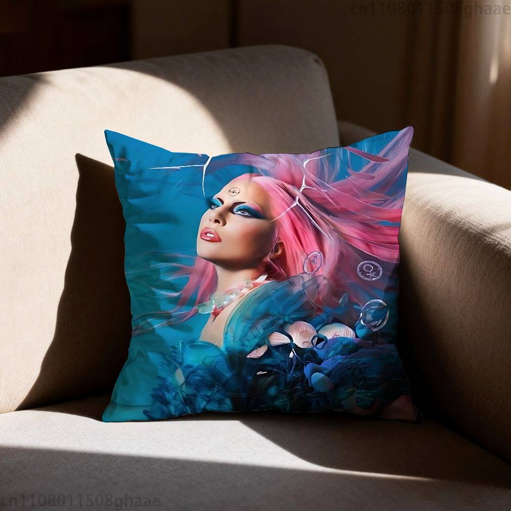 LLady Gaga Pillow Case Antidustmite Pillowcase Invisible zipper silky short plush Sofa cushion cover