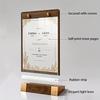 1PC Transparent Panel Price Display Board Walnut Wood Base Restaurant Tent Sign Holder Signs With Metal Finish Dinner A4 A5 A6