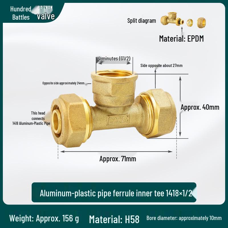 Copper-Aluminum Pipe Fittings for Heating Systems - Male & Female Thread Tee Elbow.