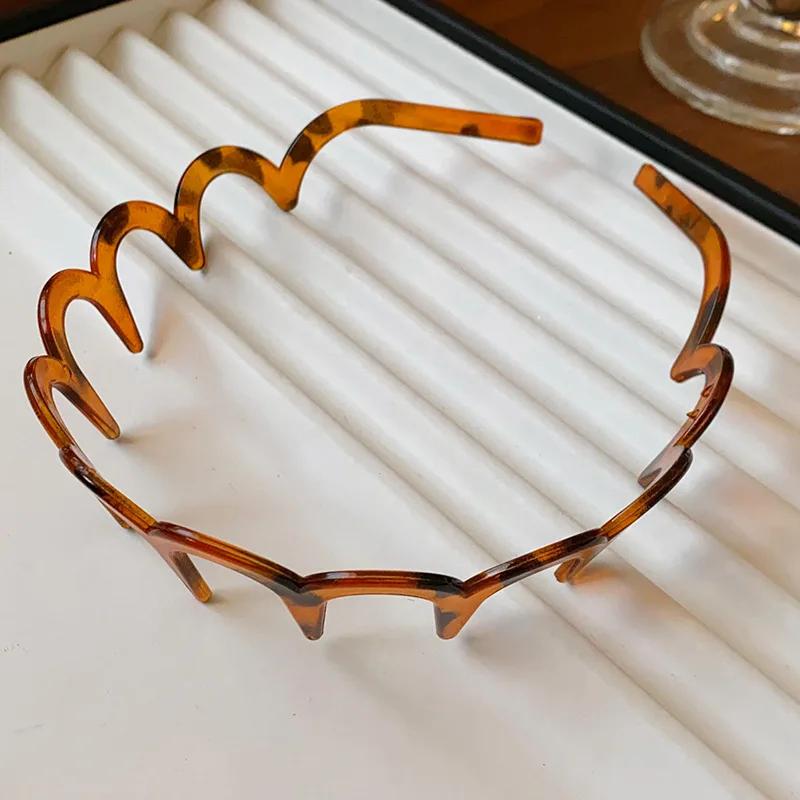 Brown Resin Wave Toothed Headband for Women Girls High Skull Top Korean Zigzag Hair Comb Notched Hairband Hair Accessories