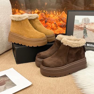 Women's Soft Elastic Winter Warm Cold Padded Snow Boots Thick-soled Non-slip Wear Outdoor Leisure Sports a Stirrup Cotton Shoes