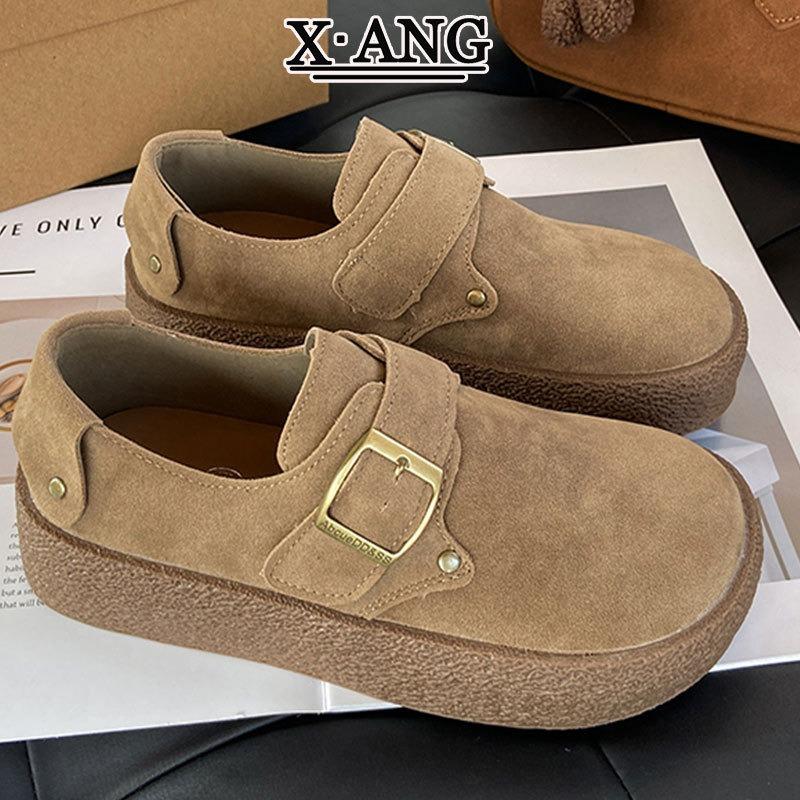 

Версия из коровьей кожи на толстой подошве, полностью закрытые новые осенние женские туфли, повседневная обувь на мягкой подошве 40