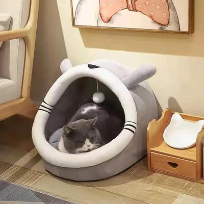 Super legowisko dla kota ciepły dom dla zwierząt Kitten Cave poduszka domek dla kota ciepły śpiący pies namiot z koszem dla małych psów mata dostarcza łóżko dla kotów