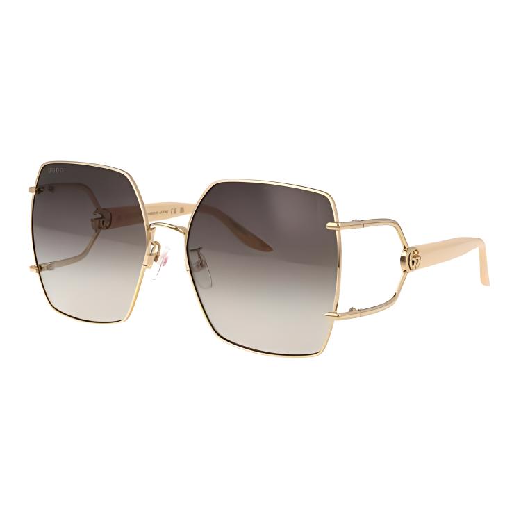 

GUCCI Cut-out Logo Irregular Sunglasses Men s Gold 61 золотой
