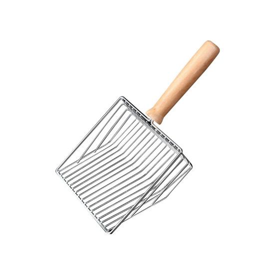 Cat Litter Scoop Metal Wire Cat Poop Scooper Cat Litter Sifting Shovel with Solid Wood Handle for Litter Box Cat Waste Cleaning S