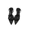 Fashion Shoes Woman 2025 Low Cross-Tied Thin Heels Heeled Mules Pointed Toe Slipper High Silk Rome Slides Rubber Fabric PU Hoof Cross-Ti