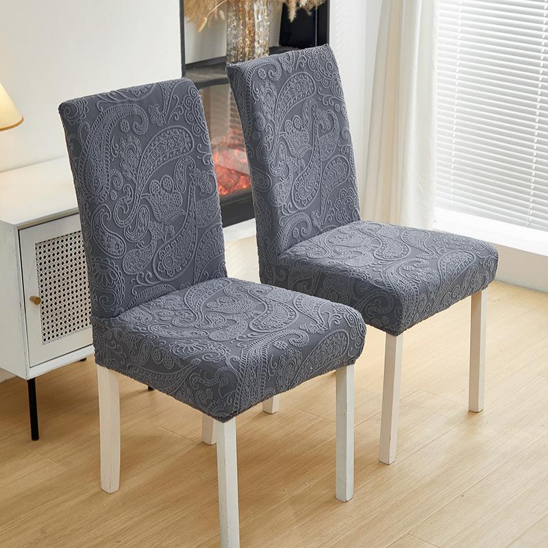 Solid Color Three-dimensional Jacquard Velvet Elastic Seat Cover Non-slip Dirty All-inclusive Chair Cover Living Room Dining Chair Cover