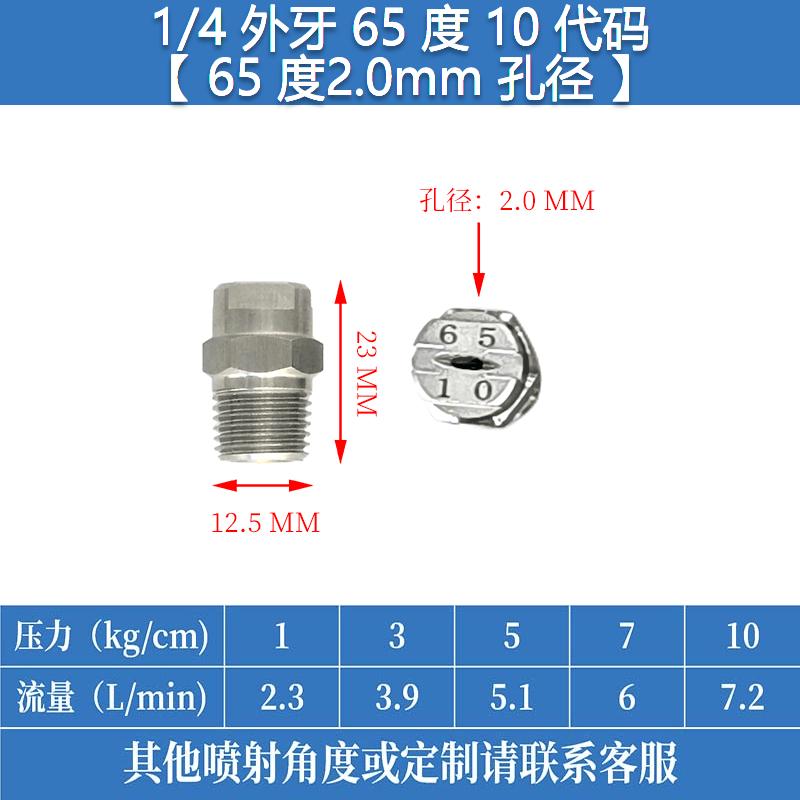 Stainless Steel Fan Spray Nozzle for High-Pressure Cleaning 1/4 inch
