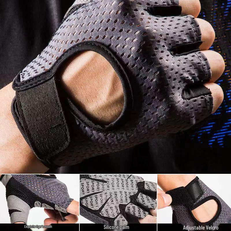 Men's & Women's Anti-Slip Fingerless Fitness Gloves - Wrist Support, Lightweight Summer Design for Cycling and Training