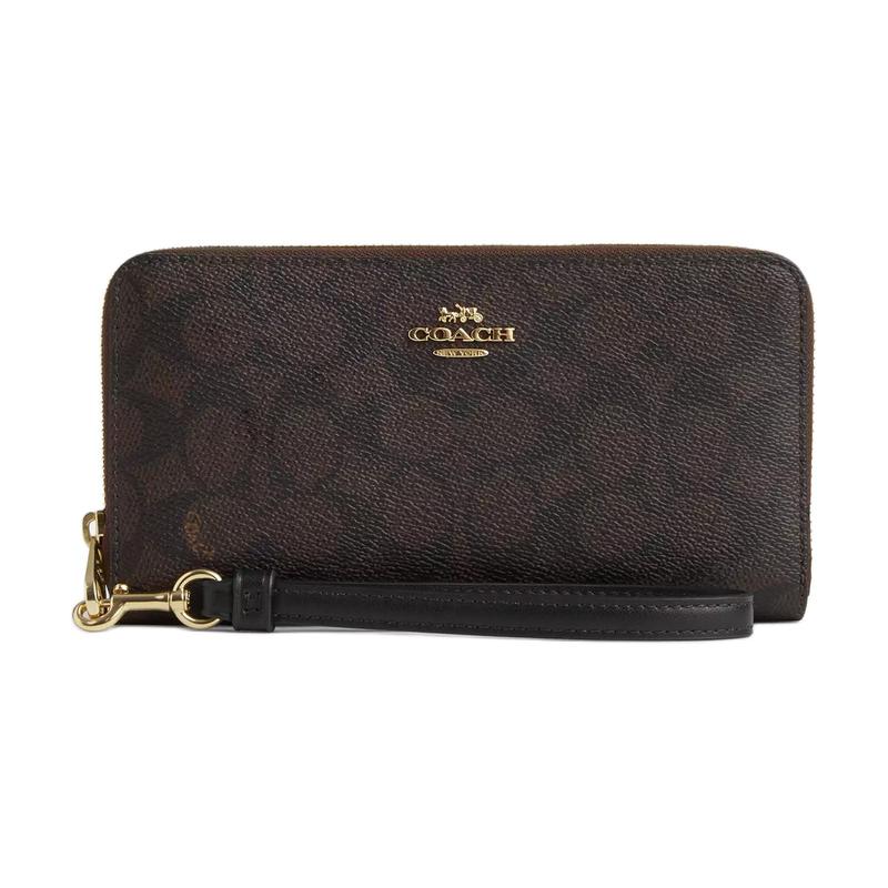 COACH ogo zipper closure Coated canvas Wallet Women s Walnut walnut коричневый