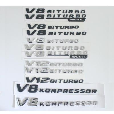 Emblemas y letras para guardabarros laterales V8 V12 BITURBO KOMPRESSOR TURBO para pegatinas de coche