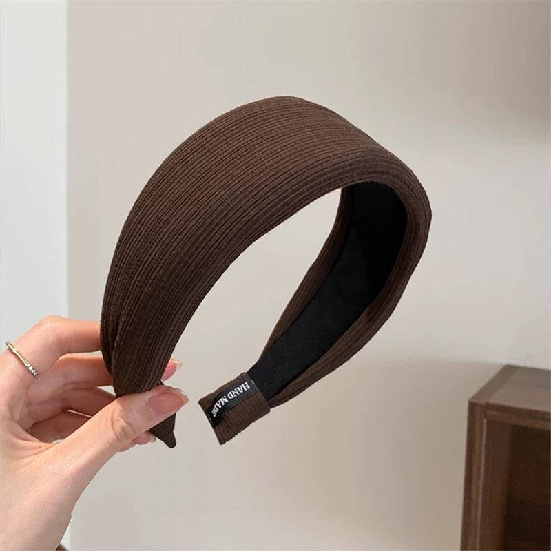 Autumn and Winter Coffee-colored Wide-brimmed Hair Hoops for Women, New High-ceiling Headbands, High-end, Foreign-style, Fashionable Hairpin Headwear