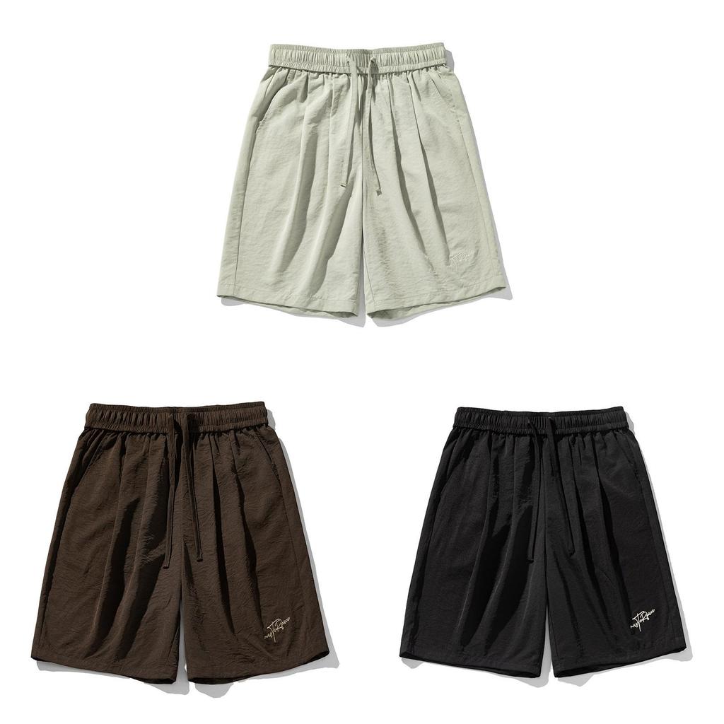 Vintage Style Shorts With Letter Embroidery For Youths