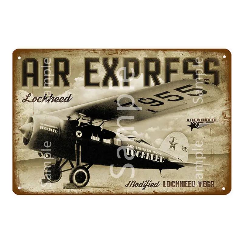 Retro Airplane Metal Signs Fighter Jet Plane Vintage Aircraft Plate Metal Plaque Painting Living Room Home Wall Decoration YL094