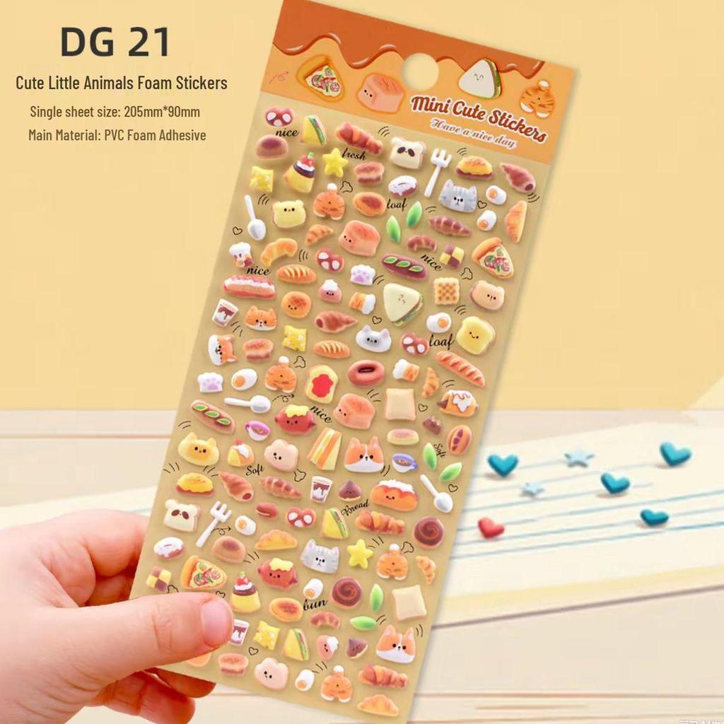 Educational 3D Cartoon Animal Foam Stickers - Cute Cat, Puppy & Panda