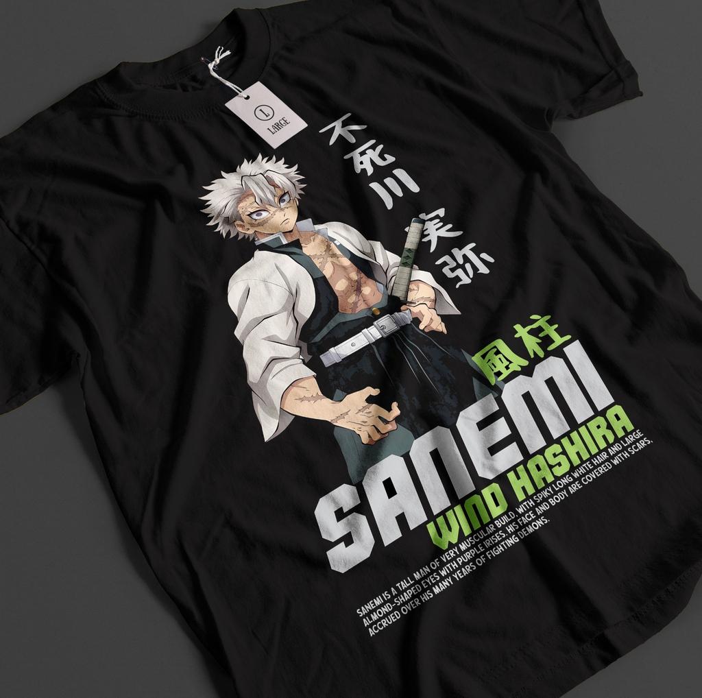 Damen Baumwoll Rundhals Dämonentöter Shirt Sanemi Shinazugawa T-Shirt Tanjiro KNY Anime Akaza Muzan Tee