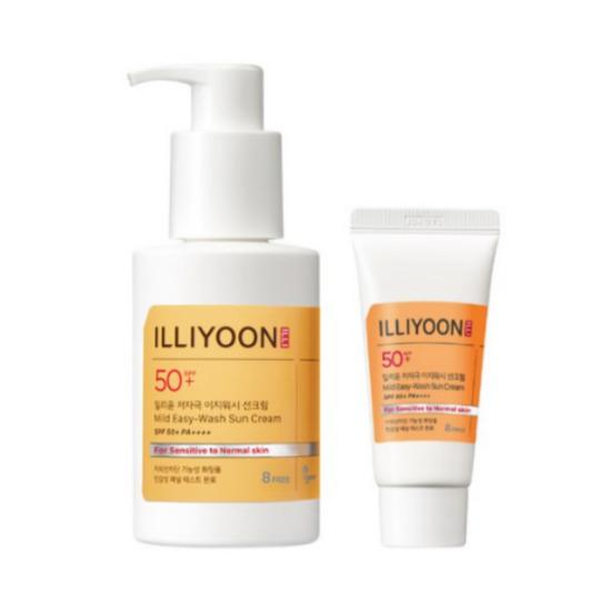 ILLIYOON Мягкий солнцезащитный крем для легкого смывания SPF50+ PA++++ Нежный набор для ежедневной УФ-защиты 150 мл + 30 мл
