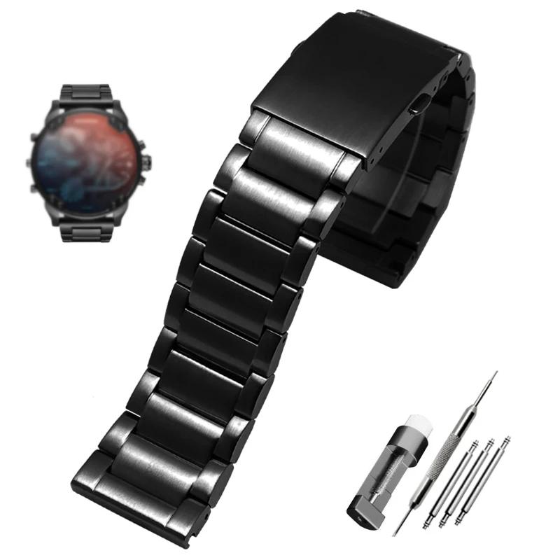 

high quality stainless steel watchband for Diesel DZ7333 DZ4344 wrist strap men s large dial gold accessories 26 28mm bracelet 26mm чорний