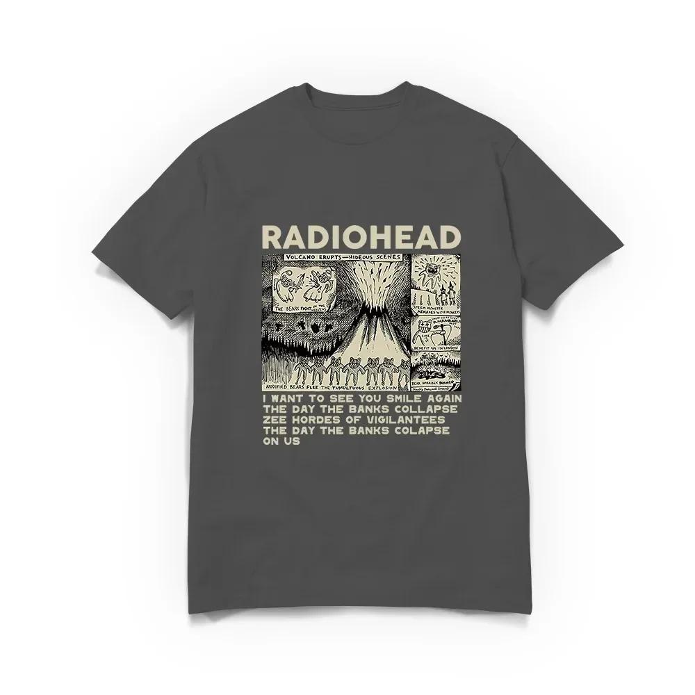 Pánské a dámské vintage tričko Radiohead Bavlna Ležérní Krátký oděv Značkové Nadměrné Grafické Trička Pánské Oblečení