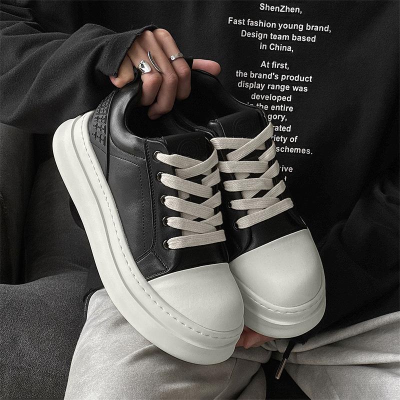 New American Small Fat Ding Board Shoes Men's Tide Brand Niche Thick Sole Heightening Big Head Bread Shoes Couple 66027-J