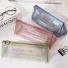 Triangle Mesh Pencil Case Retro Color Zipper Stationery Bag Fashion Transparent Bills Bag  Outdoor