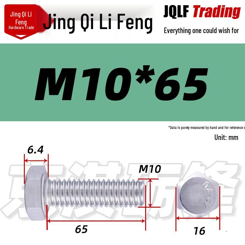 201 Stainless Steel Hex Head Full Thread Bolt: Wear & Corrosion Resistant, M4-M14 for Aerospace Machinery