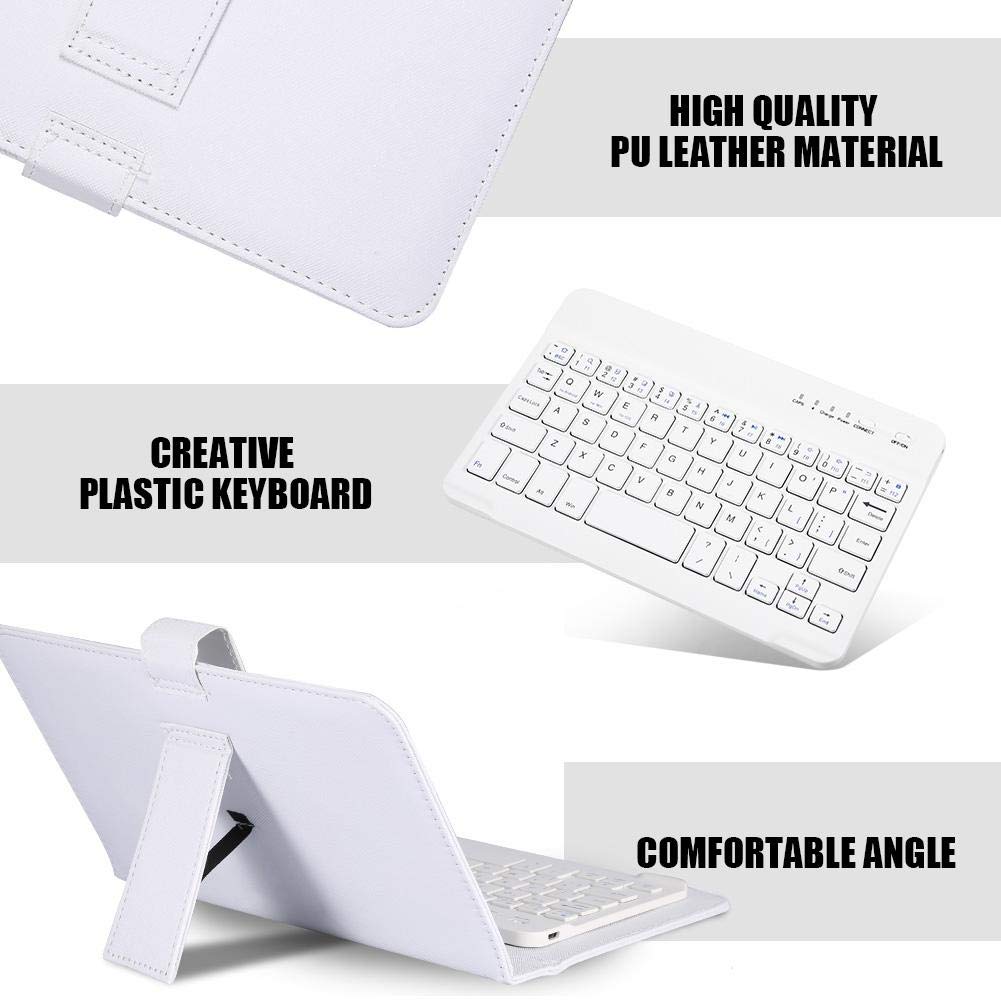 Stylish Bluetooth Keyboard Cover & Case for Android and iOS, Lightweight, Easy To Handle, Portable, and Detachable (White)