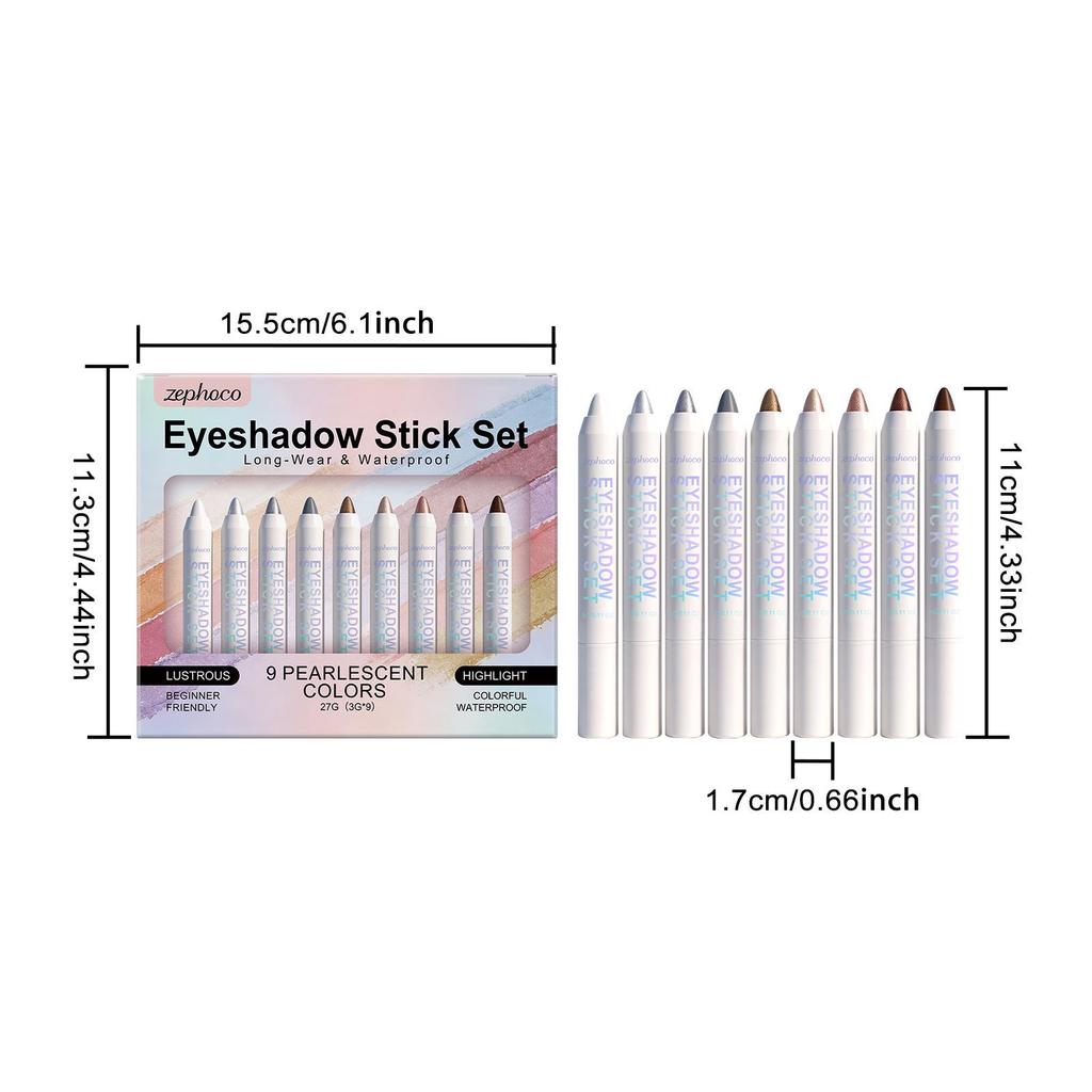 Zephoco Multi-effect Eyeshadow Stick Set: Lightweight, Long-lasting, Smooth Shimmer for Exquisite Eye Makeup.