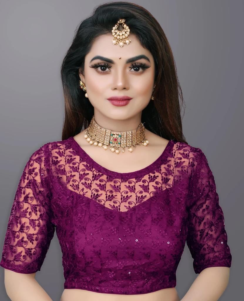 Blusa de Boda Pakistaní Cuello Redondo Choli Étnico para Mujer India Mangas Medias