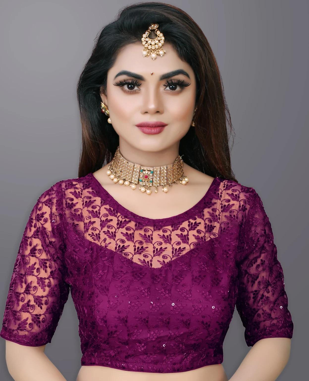 Pakistani Wedding Wear Round Neck Blouse Indian Women Ethnic Half Sleeves Choli