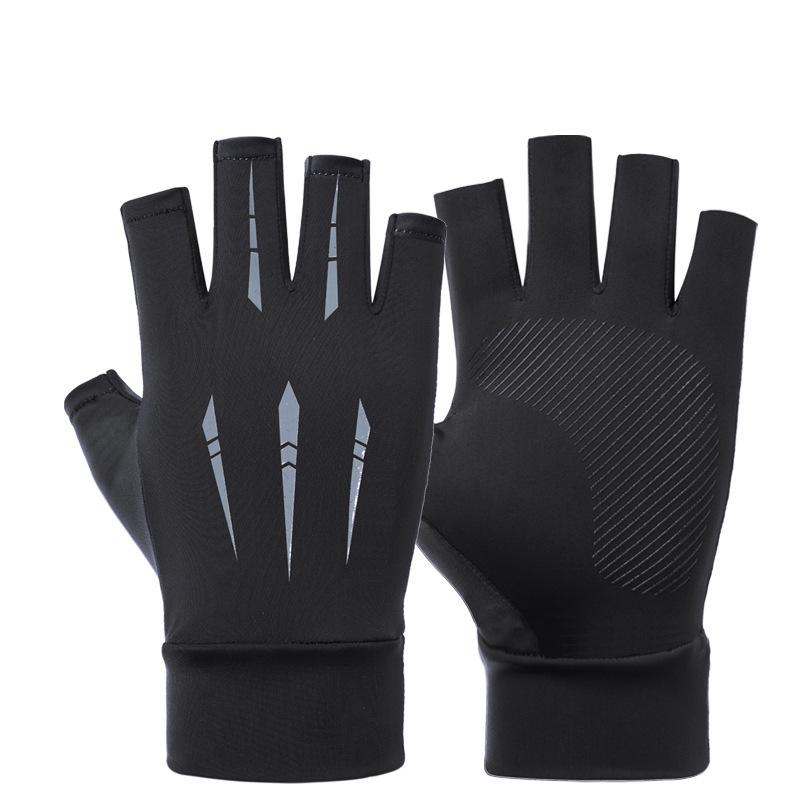 Sunscreen Gloves Driving Fishing Leaking Two Fingers Ice Silk Anti-slip Gloves Breathable Fitness Cycling Express Quick Dry Gloves