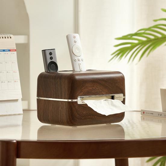 Tissue Box Magnetic Opening Closing Automatic Lifting Spring Smooth Paper Pull Tissue Container Classic Style Tissue Dispenser